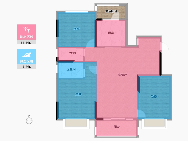 河南省-信阳市-信阳碧桂园领墅-96.00-户型库-动静分区