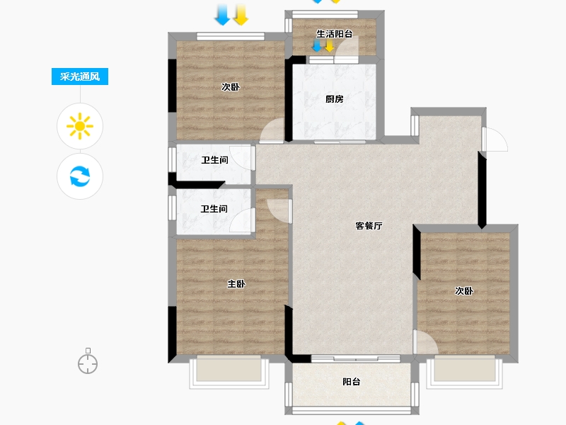 河南省-信阳市-信阳碧桂园领墅-96.00-户型库-采光通风