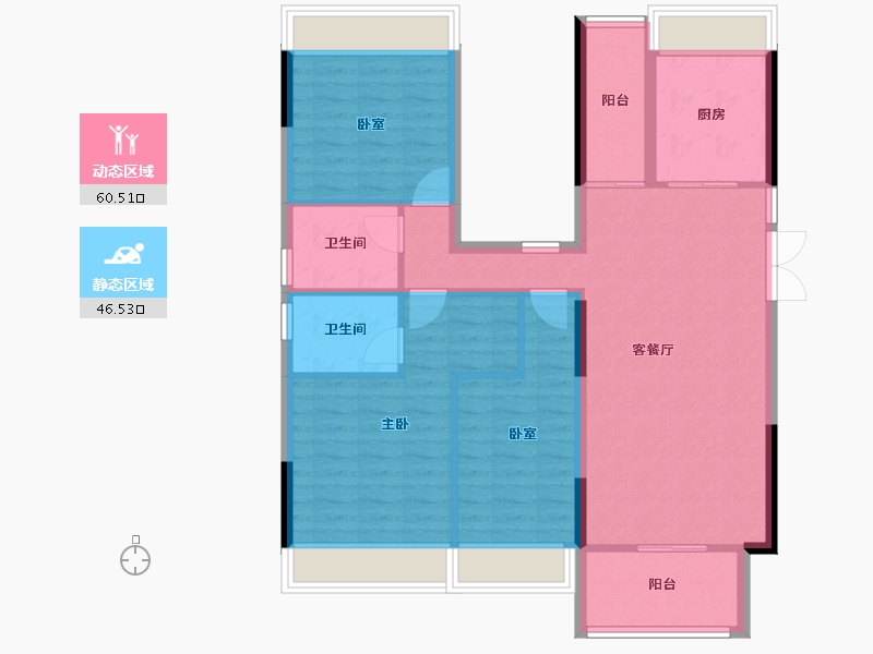 湖南省-衡阳市-俊景万和城-96.37-户型库-动静分区