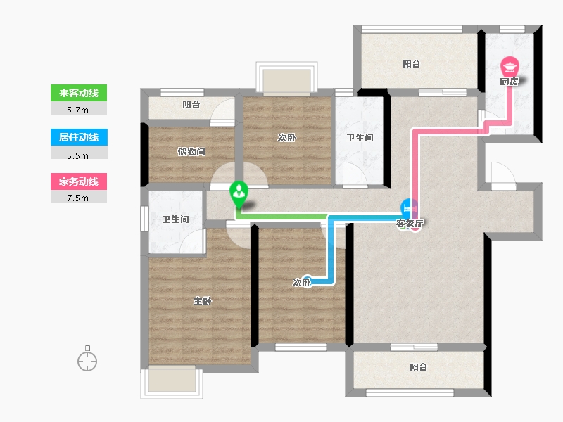 湖南省-娄底市-鑫湘悦璟台-99.40-户型库-动静线