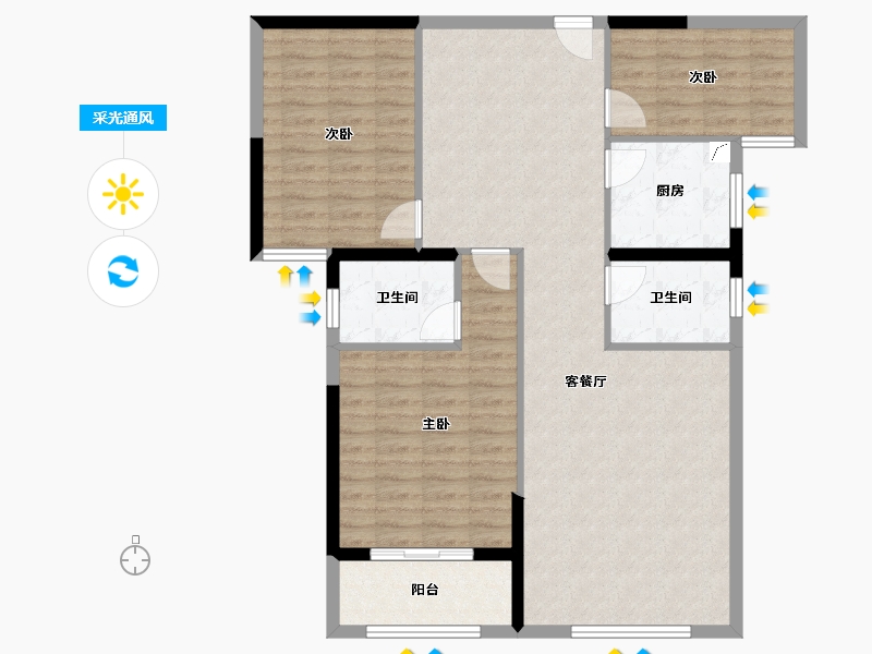 湖北省-黄石市-扬子·馥园-102.00-户型库-采光通风