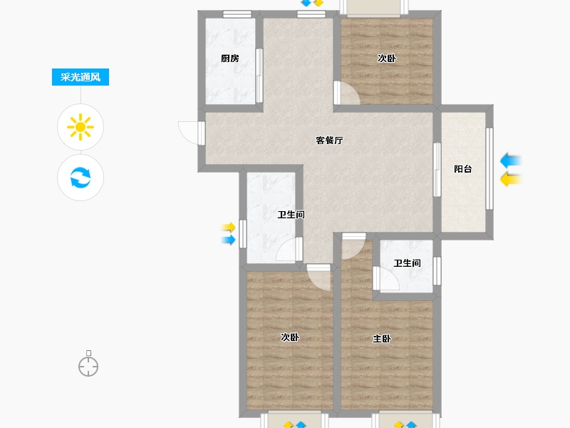 福建省-南平市-建瓯三江国际-87.15-户型库-采光通风