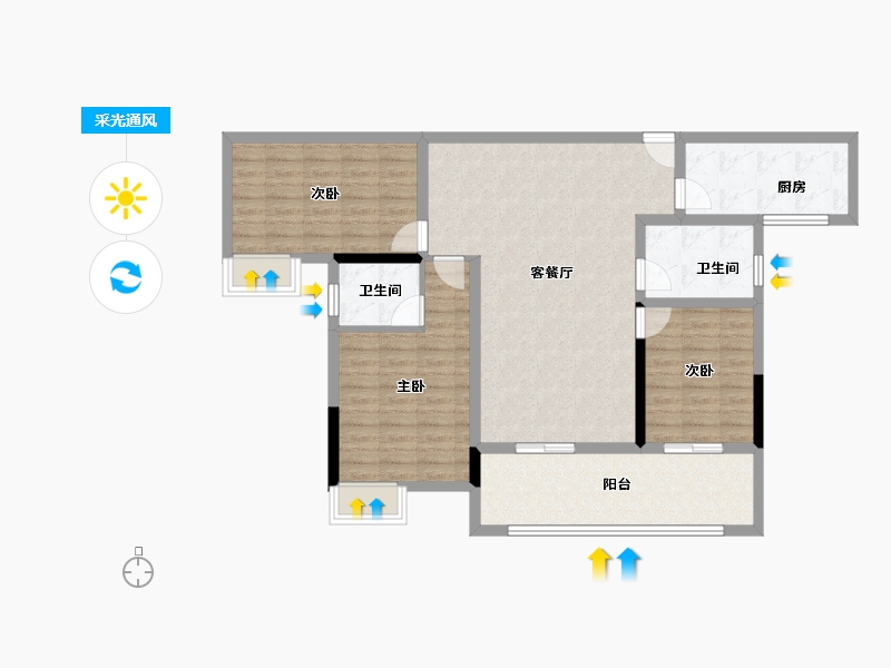 湖南省-娄底市-吉大汉珠山府-104.98-户型库-采光通风