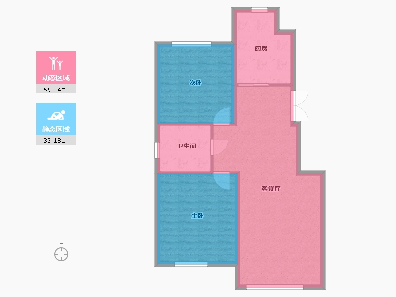 黑龙江省-齐齐哈尔市-黄金海岸-79.69-户型库-动静分区