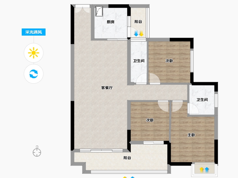 湖南省-郴州市-皇廷凤凰城-99.95-户型库-采光通风