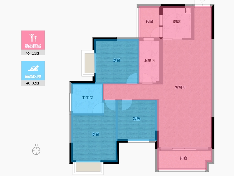 湖南省-郴州市-皇廷凤凰城-94.54-户型库-动静分区