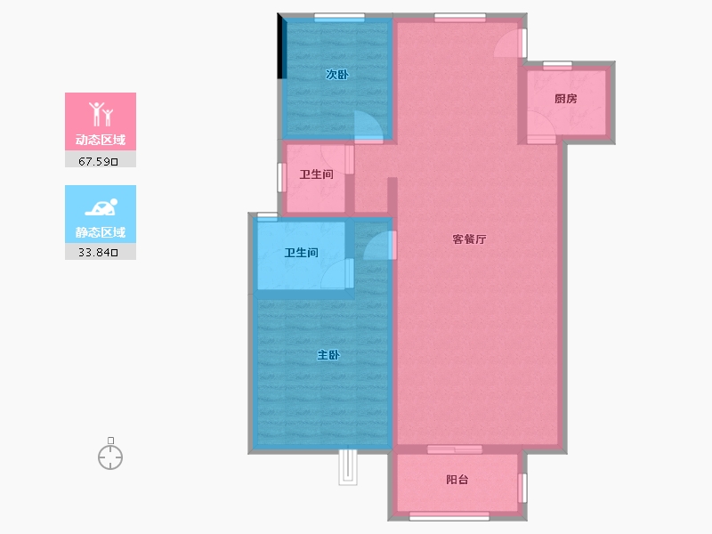 湖北省-荆州市-凯瑞华府-90.59-户型库-动静分区