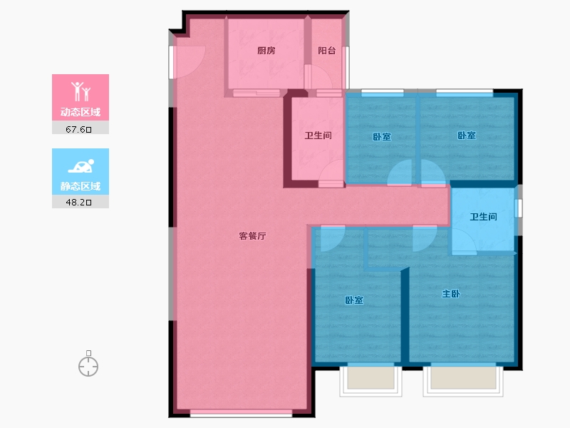 新疆维吾尔自治区-乌鲁木齐市-乌鲁木济碧桂园三期-104.19-户型库-动静分区