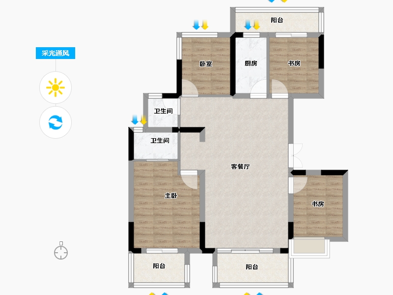 山东省-济南市-昌建·君悦府-98.86-户型库-采光通风