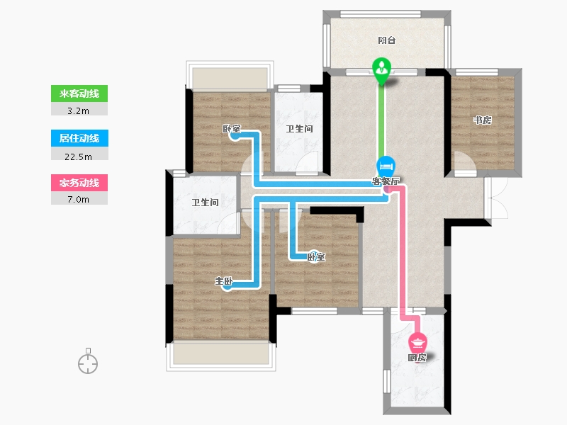 湖南省-衡阳市-利安雅颂居-95.55-户型库-动静线