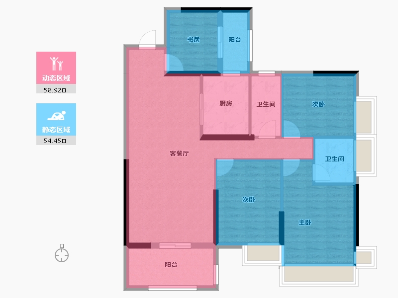 湖南省-衡阳市-利安雅颂居-101.82-户型库-动静分区