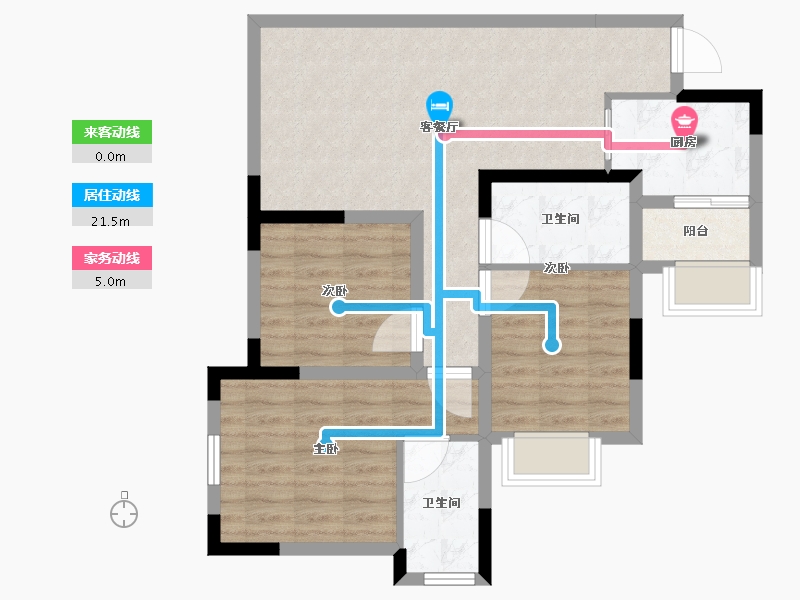 四川省-遂宁市-金宏·碧海叠院-76.42-户型库-动静线