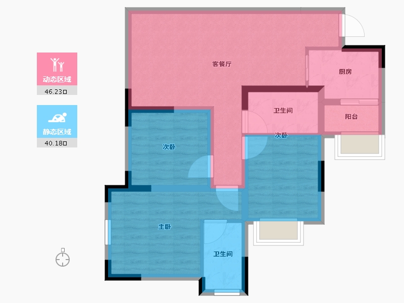 四川省-遂宁市-金宏·碧海叠院-76.42-户型库-动静分区