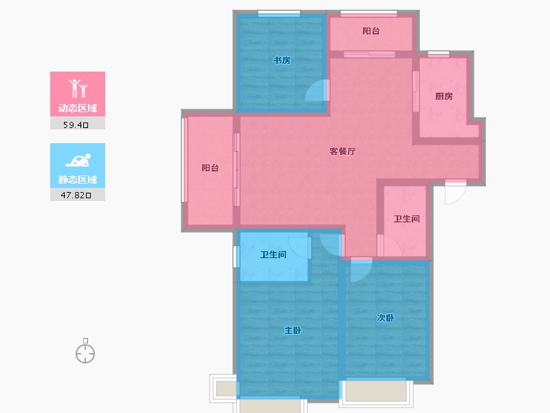 江苏省-南京市-荣盛鹭岛荣府-95.05-户型库-动静分区