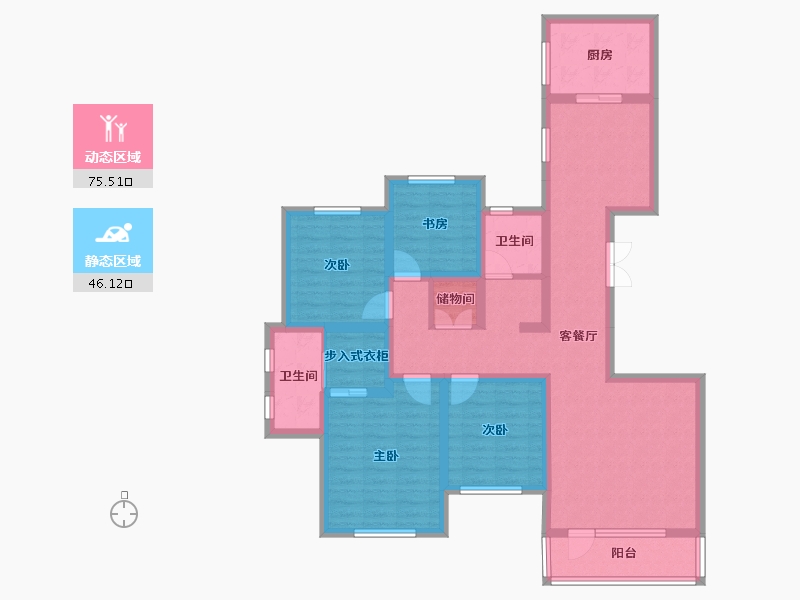 新疆维吾尔自治区-乌鲁木齐市-紫金城阅西湖-106.15-户型库-动静分区