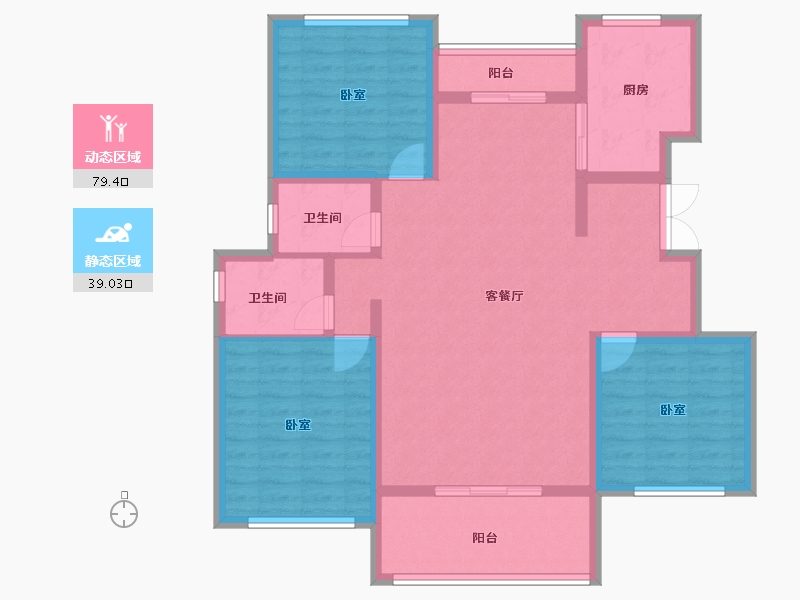 安徽省-六安市-兴茂南山公馆-106.28-户型库-动静分区