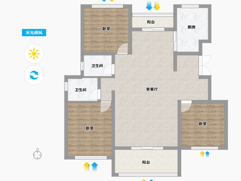 安徽省-六安市-兴茂南山公馆-106.28-户型库-采光通风