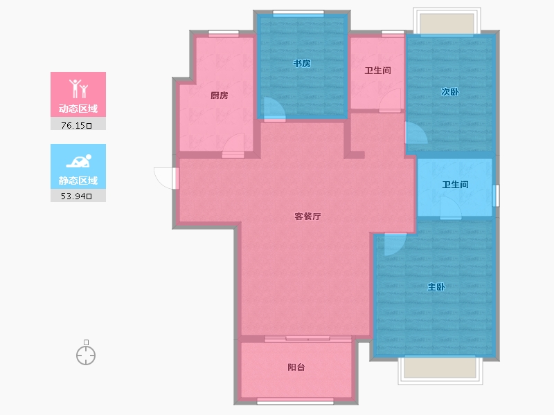 江苏省-南京市-荣盛鹭岛荣府-117.92-户型库-动静分区