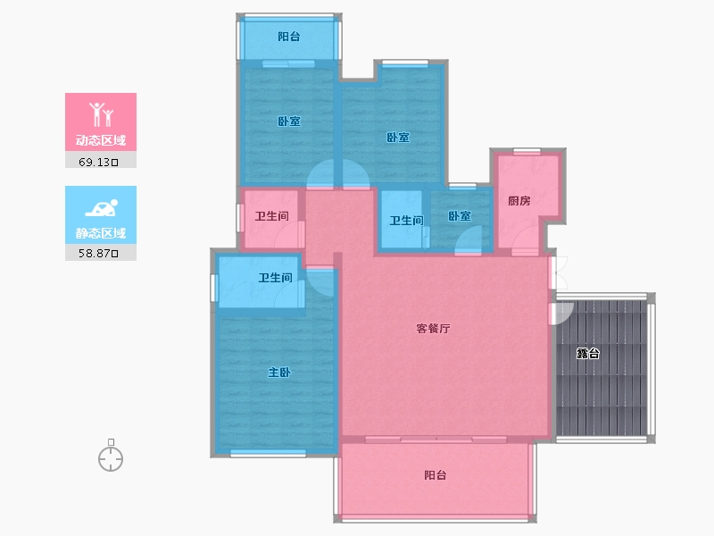 安徽省-六安市-兴茂悠然南山-126.31-户型库-动静分区