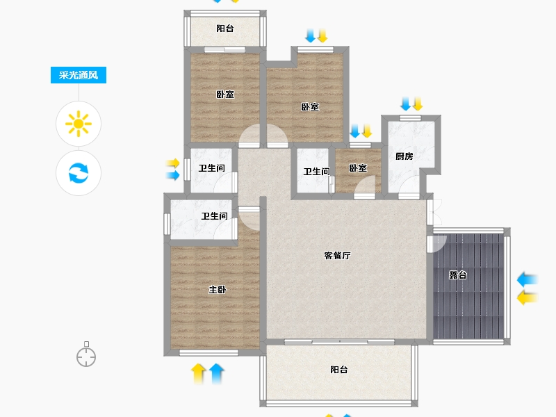 安徽省-六安市-兴茂悠然南山-126.31-户型库-采光通风