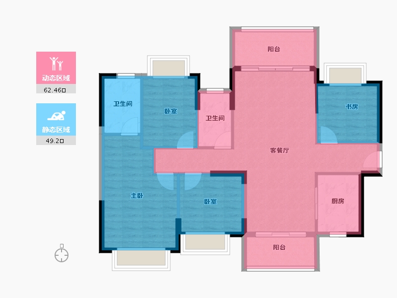 广东省-东莞市-丰华珑远翠珑湾-100.80-户型库-动静分区