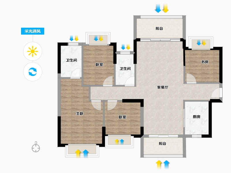 广东省-东莞市-丰华珑远翠珑湾-100.80-户型库-采光通风