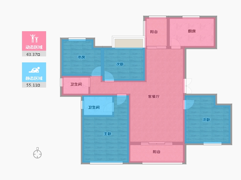 安徽省-六安市-兴茂悠然南山-105.05-户型库-动静分区