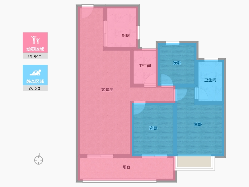 江苏省-南京市-景业龙光·玖云府-81.15-户型库-动静分区