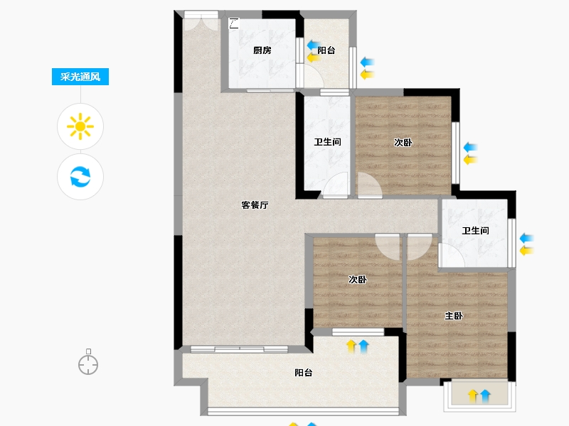 湖南省-郴州市-皇廷凤凰城-101.94-户型库-采光通风