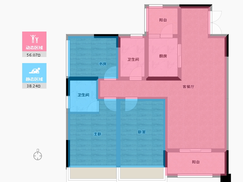 贵州省-黔西南布依族苗族自治州-富康·樾山府-82.73-户型库-动静分区