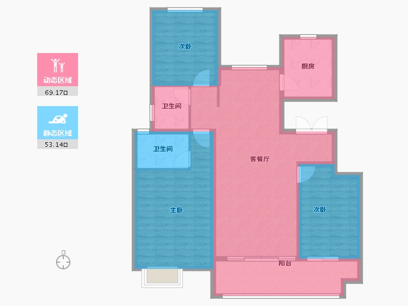 山东省-菏泽市-中丞玖璋台-110.40-户型库-动静分区