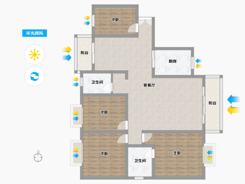 湖南省-郴州市-乐仙小镇-130.00-户型库-采光通风