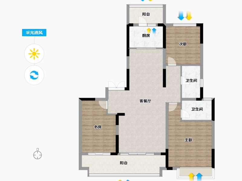 河南省-信阳市-东方今典印象湖山-123.91-户型库-采光通风