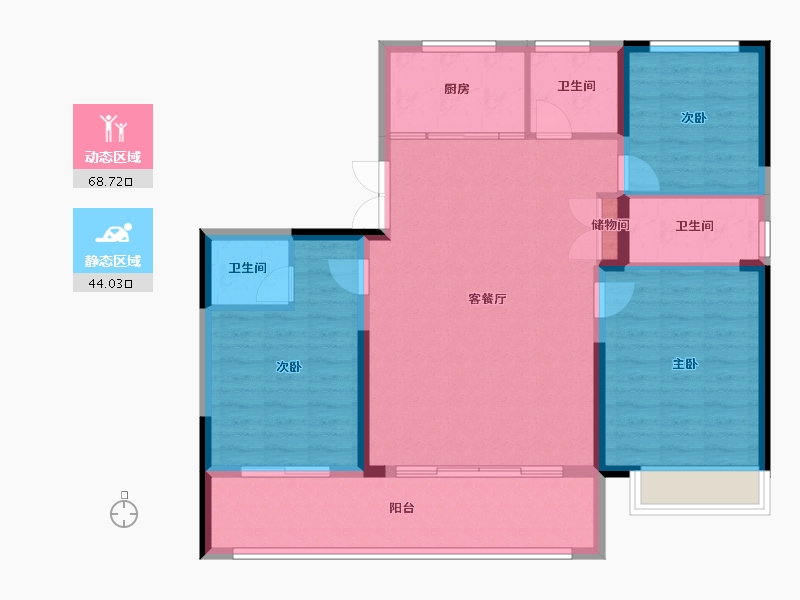 河南省-焦作市-博园•澜庭叙-102.41-户型库-动静分区