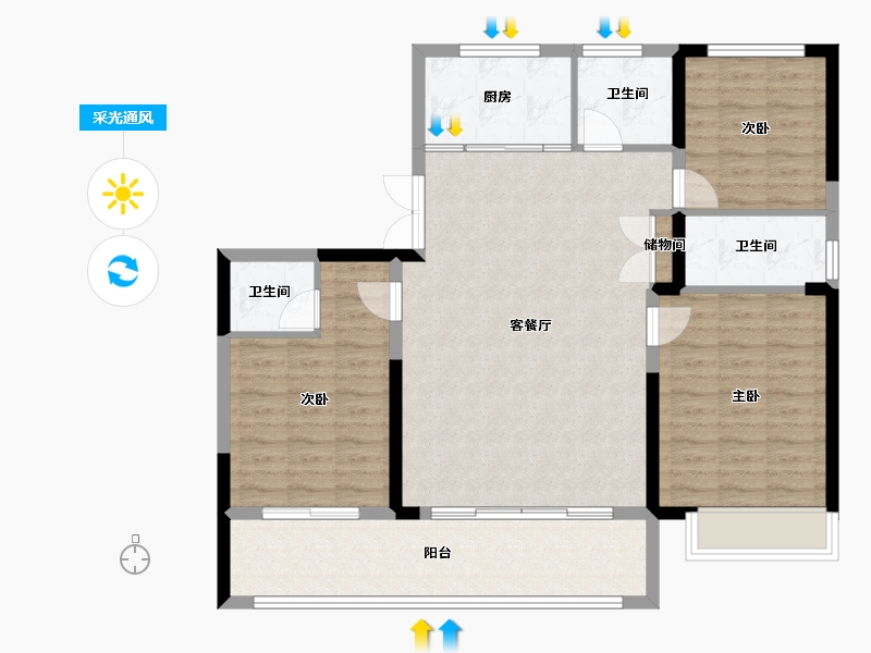 河南省-焦作市-博园•澜庭叙-102.41-户型库-采光通风