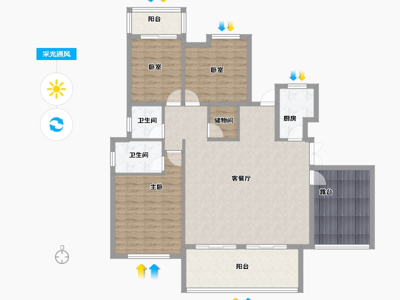 安徽省-六安市-兴茂悠然南山-127.20-户型库-采光通风