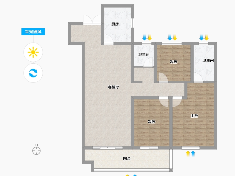 山东省-菏泽市-中丞玖璋台-108.00-户型库-采光通风