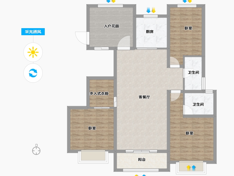 河南省-安阳市-林州柒号院-108.93-户型库-采光通风