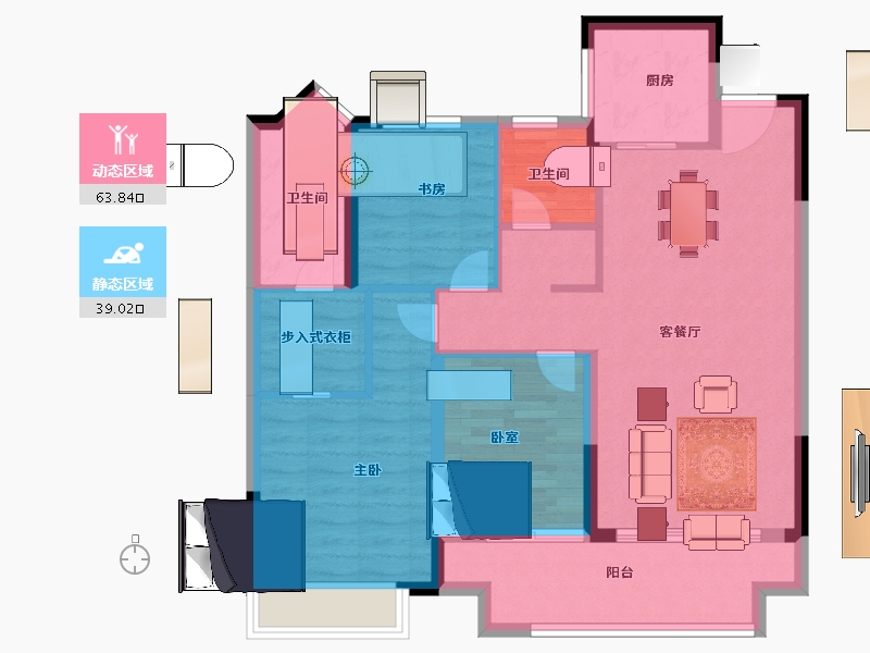 河南省-商丘市-虞城建业山水湖城·2期-91.99-户型库-动静分区