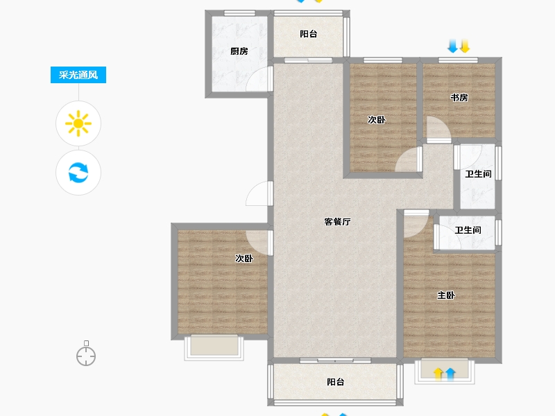 河南省-安阳市-林州鼎胜银河湾二期-140.00-户型库-采光通风