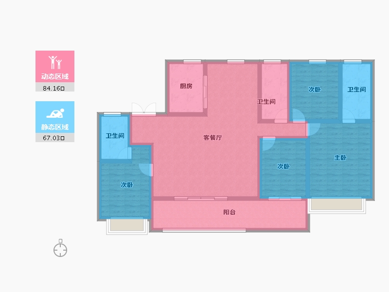 江苏省-南京市-景业龙光·玖云府-135.45-户型库-动静分区