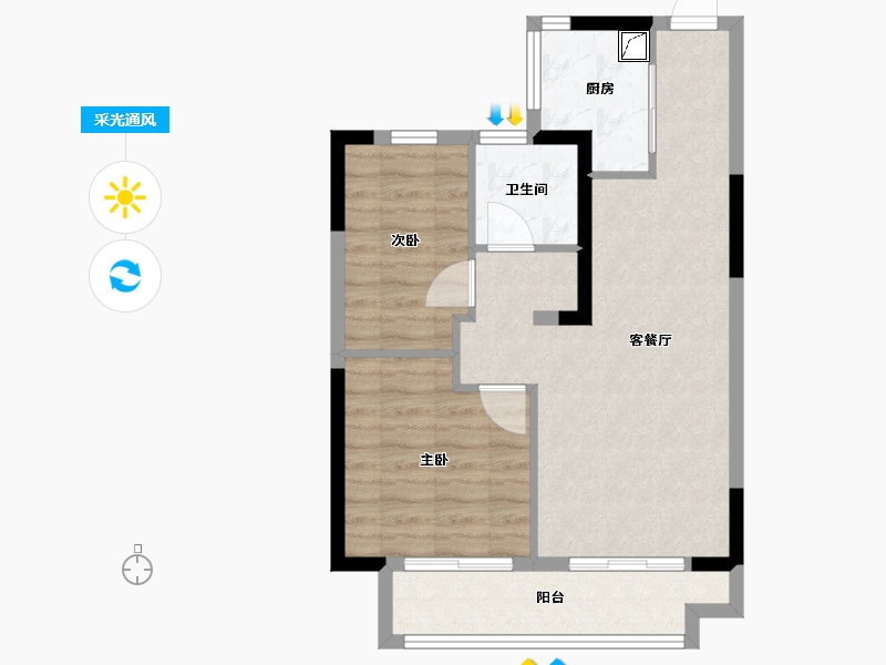 浙江省-嘉兴市-澜悦公馆-61.77-户型库-采光通风