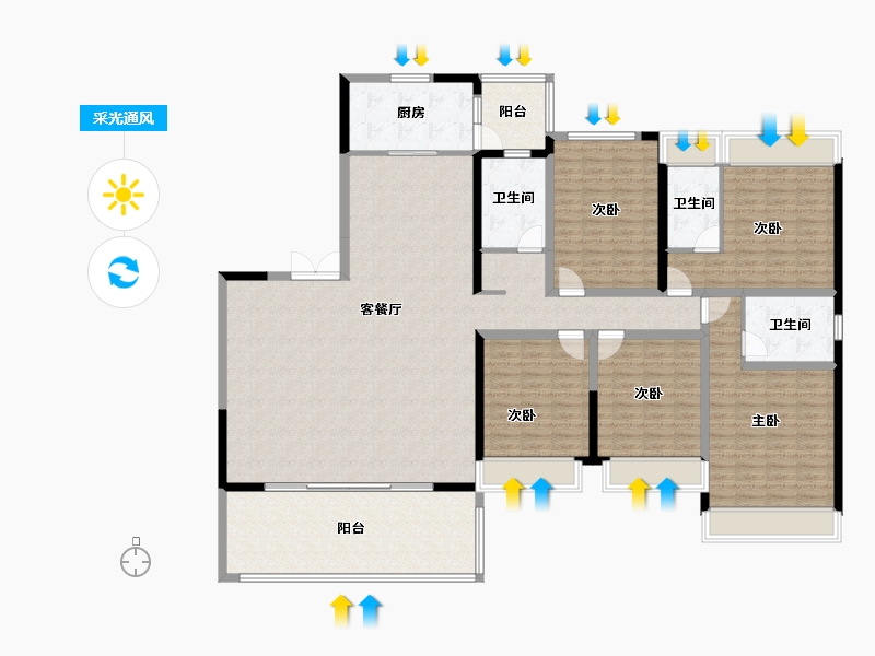 云南省-红河哈尼族彝族自治州-缙颐·云间阙府-195.00-户型库-采光通风