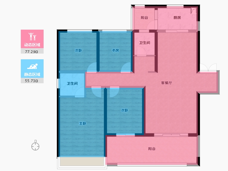 云南省-红河哈尼族彝族自治州-缙颐·云间阙府-118.53-户型库-动静分区