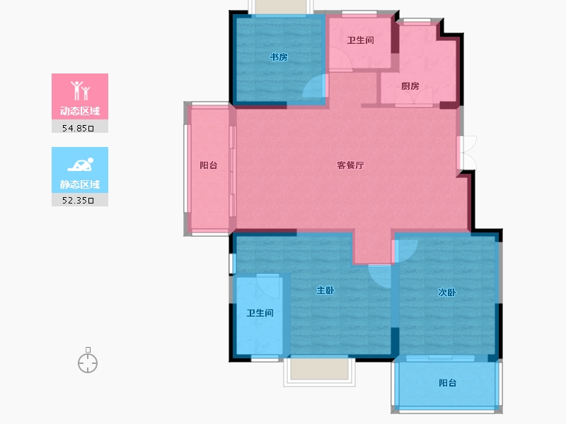 江苏省-南京市-通宇林景蘭园-95.88-户型库-动静分区