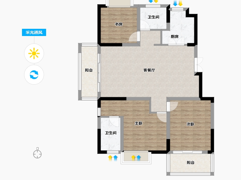 江苏省-南京市-通宇林景蘭园-95.88-户型库-采光通风