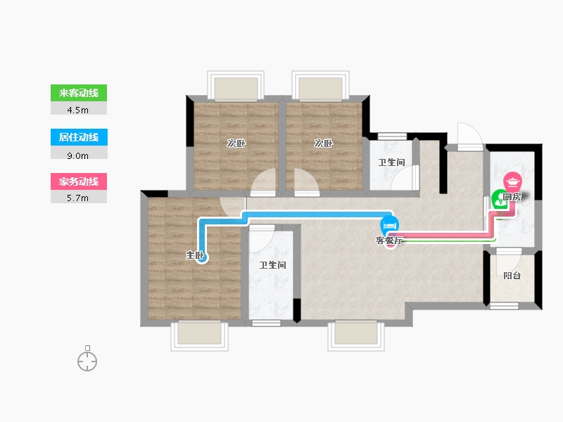 四川省-遂宁市-金宏·碧海叠院-78.89-户型库-动静线