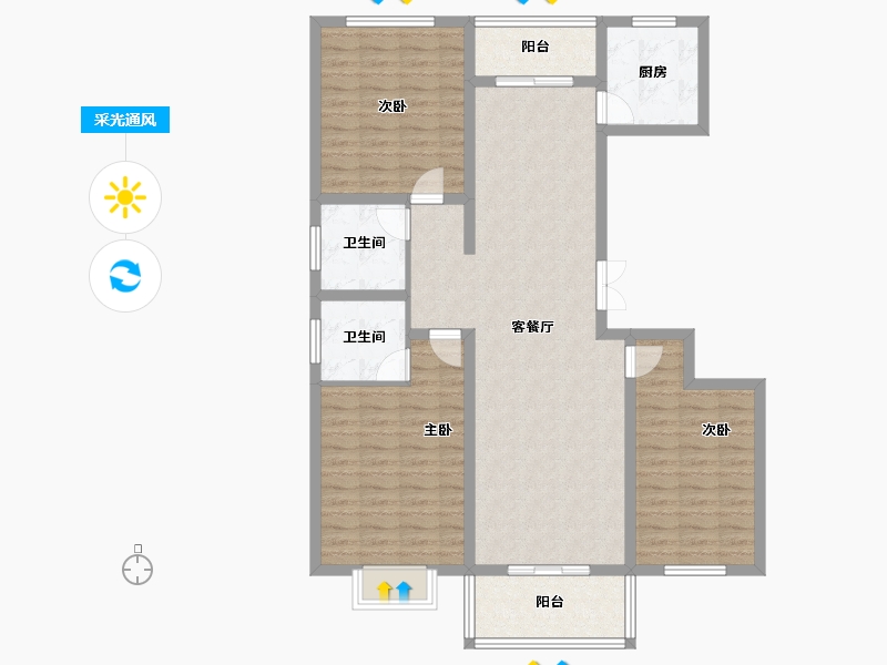 河南省-安阳市-林州鼎胜银河湾二期-114.06-户型库-采光通风