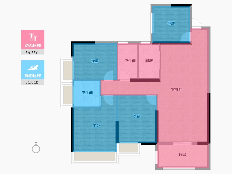 湖南省-衡阳市-利安雅颂居-99.98-户型库-动静分区