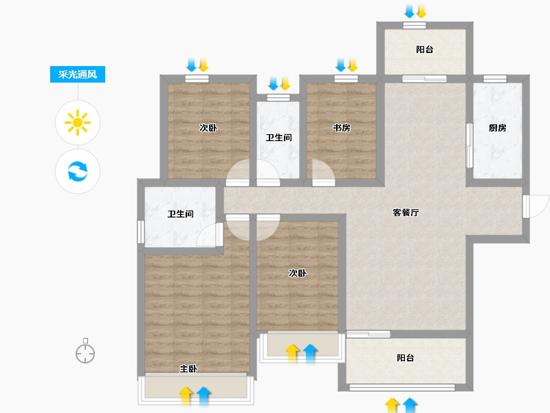 湖南省-娄底市-和顺嘉苑-105.58-户型库-采光通风